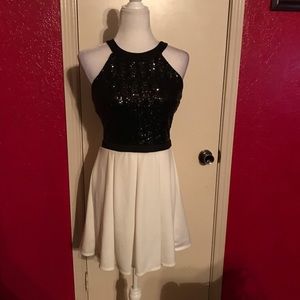 B.Darlin Junior Black & White Sequin dress